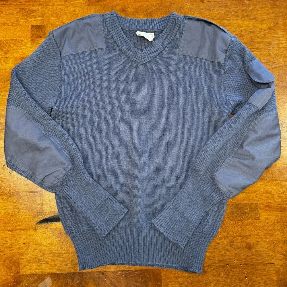 British Royal Air Force Cadet Blue Wool Utility Military Sweater Medium Unisex